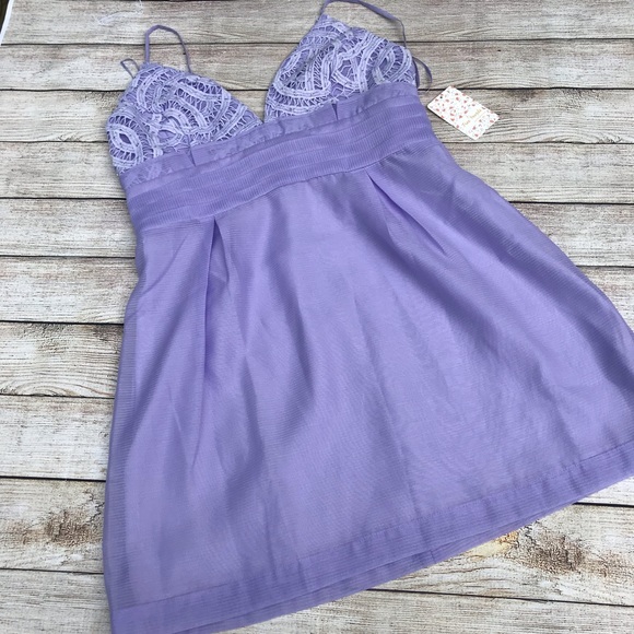 Free People We Go Together Lilac Mini Dress NWT Size 12 NEW - Picture 6 of 12